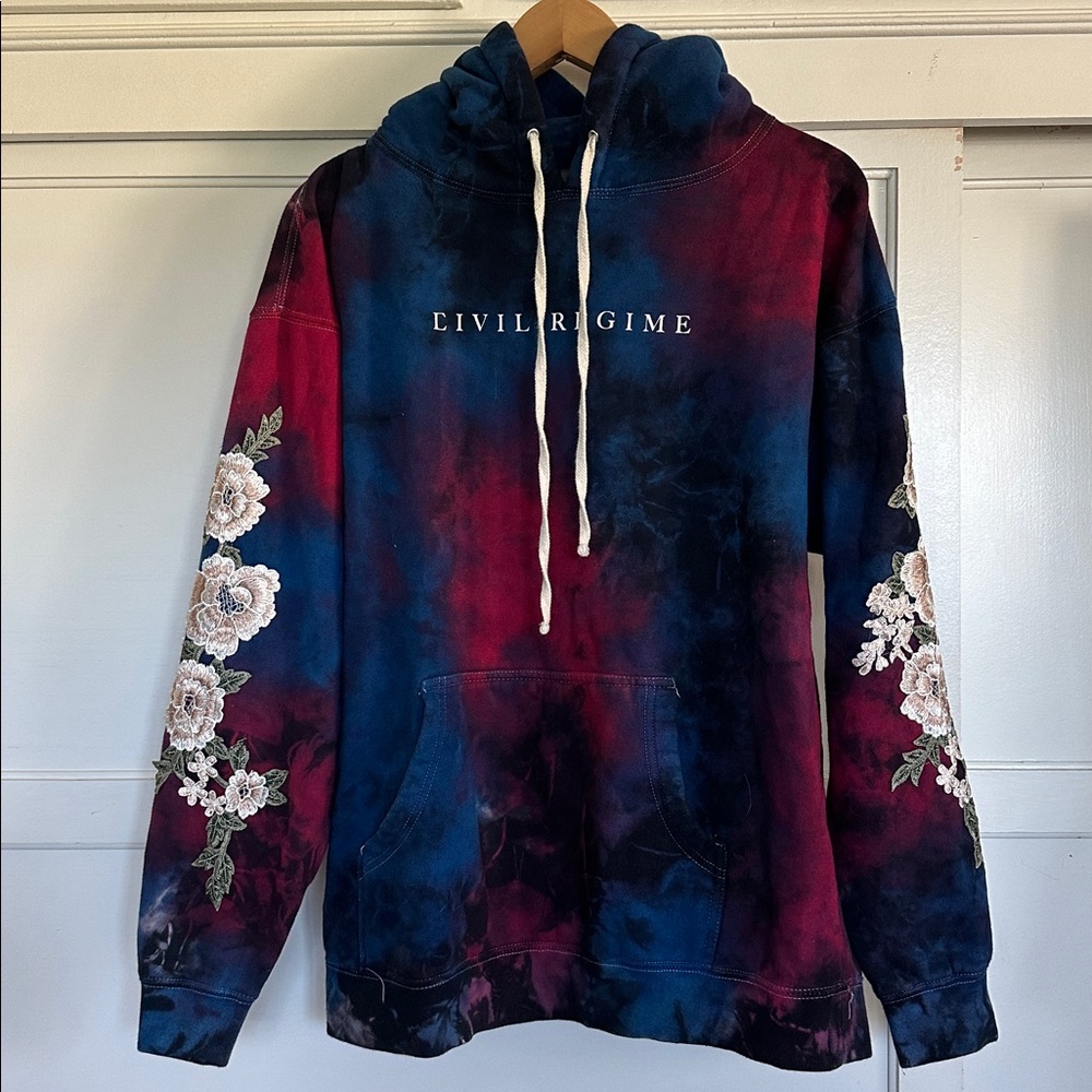 Civil Regime Tie-Dye Hoodie - Blanco Roses Pullover in Galaxy